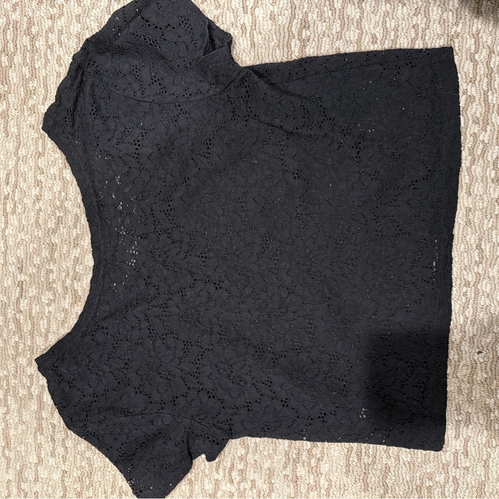 Express Black Fitted Crop T-Shirt (181) - Picture 2 of 3